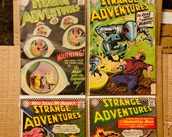 Strange Adventures (1950-1973 1st Series) #196, 197, 198, 199 - Vintage Sci Fi / Horror Comics from DC Comics long running 244 issue series