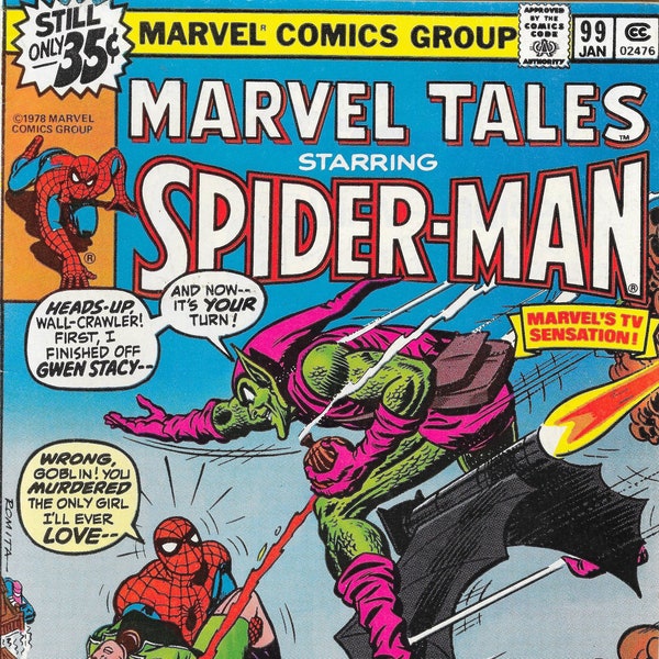 Marvel Tales #99 Featuring Spider-Man, Green Goblin 35 Cent Marvel Comics Book Published 1979