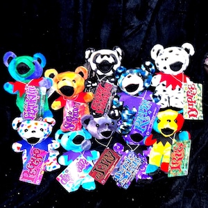 Grateful Dead Beanie Bears Set of 10 Liquid Blue w Jerry! Gen Ed 1, 2, Franklin, Ripple, Sugaree, Sunshine, Daydream, Irie, Peggy O, Dupre+