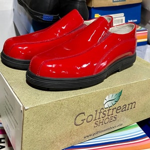 Men's Red Patten Leather Shoes Golfstream Size 8 Golf or Dress New Shoes Santa Clause Christmas Put on Your Red Shoes and Dance the Blues!