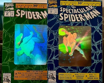 Spider-Man 30 Anniversary 1992 Hologram Covers 1st Appearances Spider-Man 2099 BLUE Spectacular Spider-Man (1st print) & GREEN Spider-Man 29