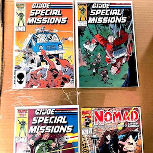 GI Joe Special Missions #1, 3, 4 AND Nomad #1, All 4 are 1st print 1980s Comic Store Bagged, Boarded and Unopened. Estimated to Grade High
