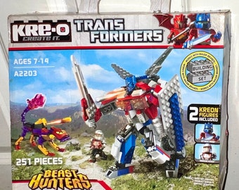Transformers KRE-O Transformers Beast Hunters Beast Blade Optimus Prime 251 Piece Building Set 2 Kreon Figures Included New old stock sealed