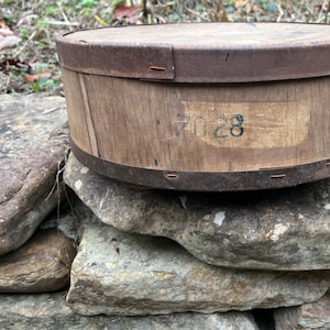 Vintage Cheese Box, Steel Banded Cheese Round, Farmhouse Kitchen, Country Store Decor, Storage, Crafts RePurposed Potentials w/ extra lid