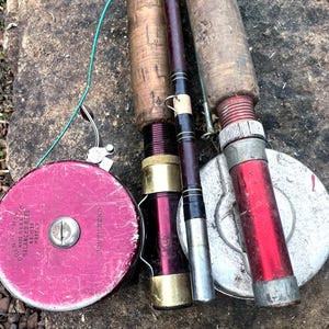 Vintage Fly Fishing Rods & Reels. South Bend 1130 and H-I Reel w Two Piece Fishing Poles Garcia 2537 Dry Fly Action Fast Taper and green rod