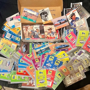 Vintage Petty Racing Food Lion Fan Appreciation Tour 1992 Trading Cards Over 60 Unopened Press Pass Packs with checklist and protective box.