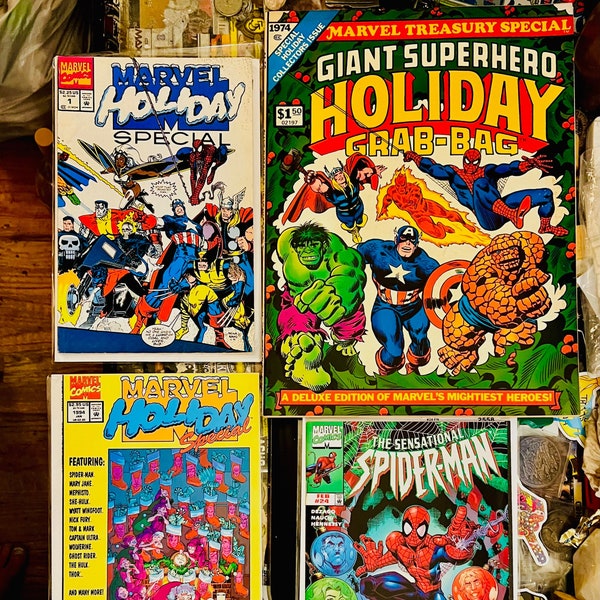 Marvel Holiday Special # 1 & #2 w 1st App Omega Level Mutant Santa, Marvel Treasury Special #1974 AND Sensational Spider-Man Holiday Season!