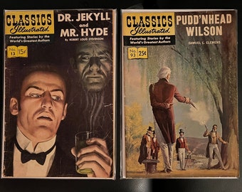 Dr. Jeckle and Mr. Hyde & Pudd’n Head Wilson. Classics Illustrated# 2 and #9 Early Comic Books!