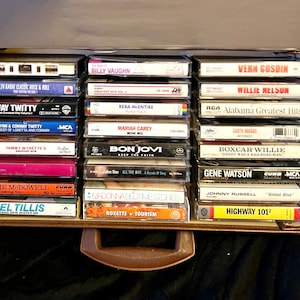 Vintage Cassette Collection in Cary Case Rock & Country Abba, Bon Jovi, Madonna, Mariah, Celine, Roxette, Willie, Garth, Alabama, Conway +++
