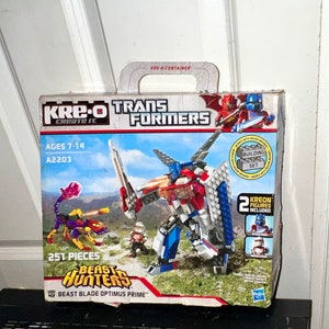 Transformers KRE-O Transformers Beast Hunters Beast Blade Optimus Prime 251 Piece Building Set 2 Kreon Figures Included New old stock sealed