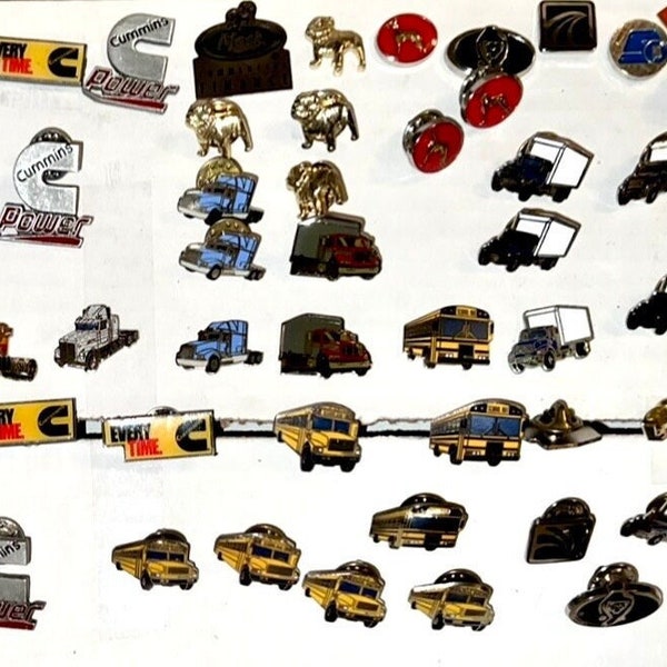 International Harvister Trucks and SchoolBus Driver Pins n more enamel & metal pins w/ CAT, Cummins, Peterbuilt, Mack + Offerings