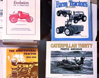 4 Tractor Books Agricultural 1855-1995, Caterpiller Thirty Picture Archive, Evolution of Tractor, IH Executives 1920 Farm Tractors 1975-1995