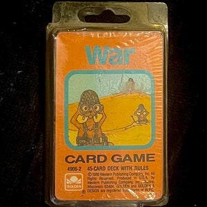 Jogo de cartas de guerra Vintage 1988 Golden Factory Sealed Condition Unopened! Jogo de guerra raro 45 cartas com arte original. Clássico divertido favorito para todas as idades