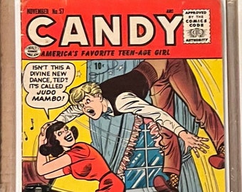 Candy #57 (1947 Quality) 1955 by Quality. Stories & Art unknown. Candy stars in 5 untitled stories. Vintage Golden Age 0.10 cent comic book!