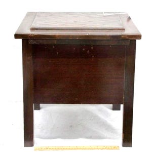 Vintage Lift Top Potty Chair Solid Oak grain patterns under Walnut stain on a nice hard wood inconspicuous furniture 17"x 17 x17 SEE PICS!