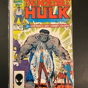 Incredible Hulk #324 Return of Grey-Skinned Hulk 1st appearance of grey Hulk since the early Silver Age in 1962 . Copper Age Oct. 1986 Hulk