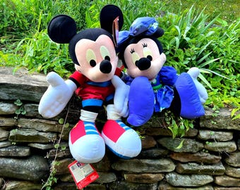Mickey Mouse & Minnie Mouse Talk N Giggle Giant Plush w Tags. Each 1 says 20 Phrases Walt Disney Rare 2000 Release Ready for Play or Display