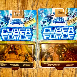 Cyber Force Limited Edition 1995 Collector Series Action Figures Mattel Top Cow. Cyblade, Psychotron. Heatwave pk Battle Stayker, Buzzcut pk