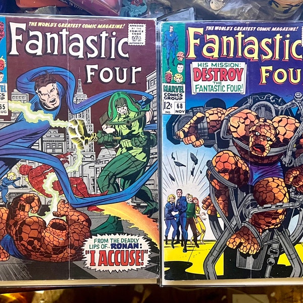 Fantastic Four #65 & #68 Key Issue 1st Appearance! Vintage FF in Iconic Stan Lee and Jack Kirby Classic Silver Age Marvel Comics under FMV