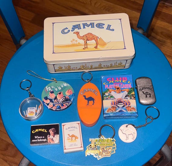 Vintage Camel Cigarettes Treasure Tin: Toys, Lighter, Keychain