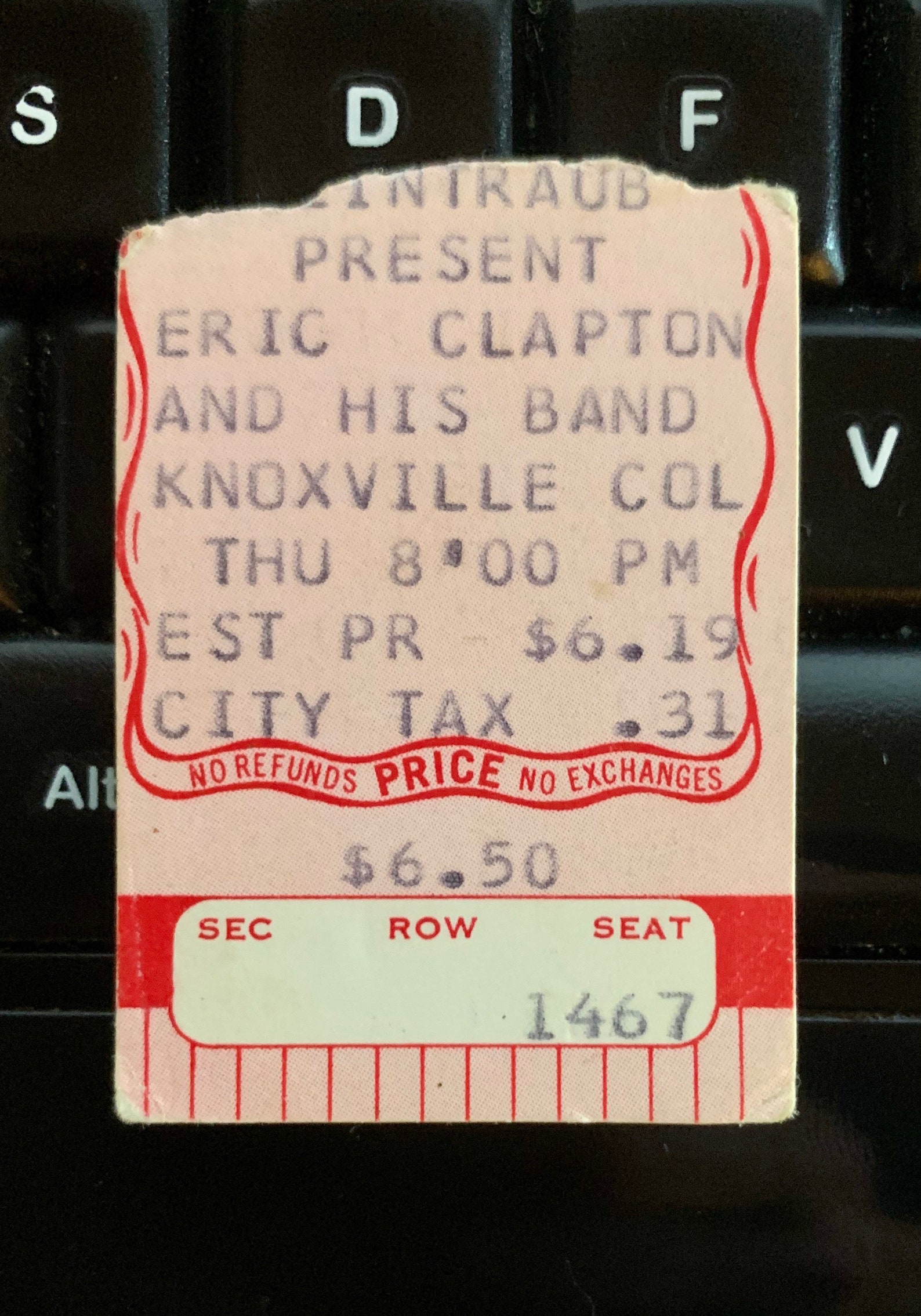 Eric Clapton Vintage Concert Ticket Stubs 1975 6.50 W/ Etsy