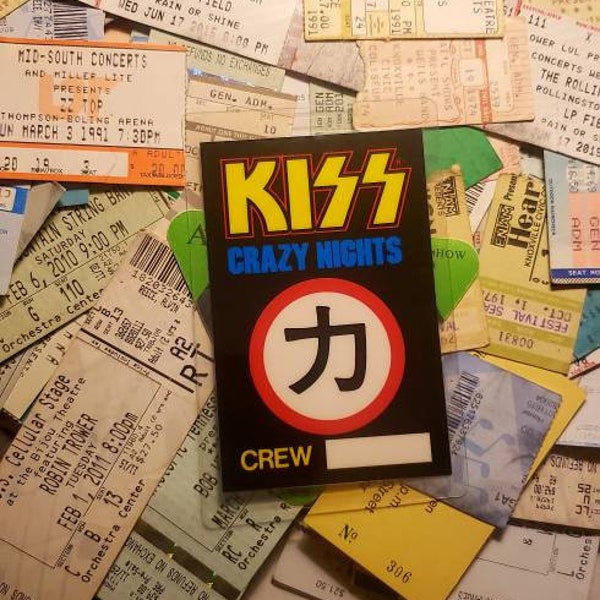 KISS Laminated Backstage Crew Pass from the Crazy Nights Tour 1986-1987 Ted Nugent Opener Genuine and Authentic official OTTO marked back.