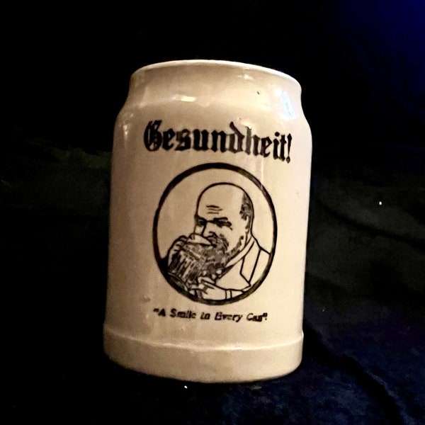 Vintage German Beer Stein. Classic Gesundheit German Collectable Stein “A Smile in Every Can”