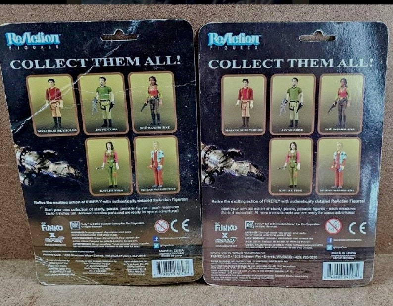 Fire Fly Funko Reaction Action Figures. Malcom Reynolds’s in Brown Coat SDCC Exclusive x 2, Jayne Cobb, Zoe Washburn. 3.75" fully posable. image 8