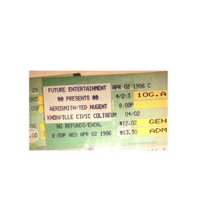 Aerosmith and Ted Nugent 1986 Concert Ticket Stub. Done With Mirrors and Little Ms Dangerous Tours!
