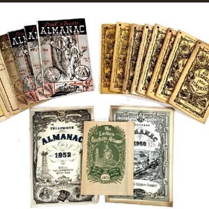 Almanac Collection Vtg 1948-1981 Multi Publisher Farmers, Old Farmers, Trail Blazers, Ladies Birthday, Uncle Wethbee&#39;s Tex Antoin, Telephone