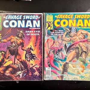 Conan #35 & #37 Stan Lee Presents The Savage Sword of Conan XL Big magazine size chocked full of amazing pencil artwork