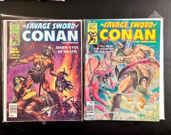 Conan #35 & #37 Stan Lee Presents The Savage Sword of Conan XL Big magazine size chocked full of amazing pencil artwork