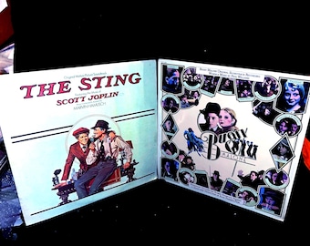 The Sting & Bugsy Malone 1970s movie soundtracks stars Paul Newman, Robert Redford w Music of Joplin/AND Scott Baio and Jodi Foster in Bugsy