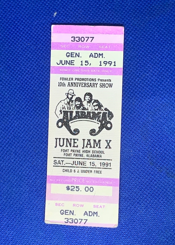 Alabama Concert Ticket Stub From 1991 June Jam X Vintage June Etsy