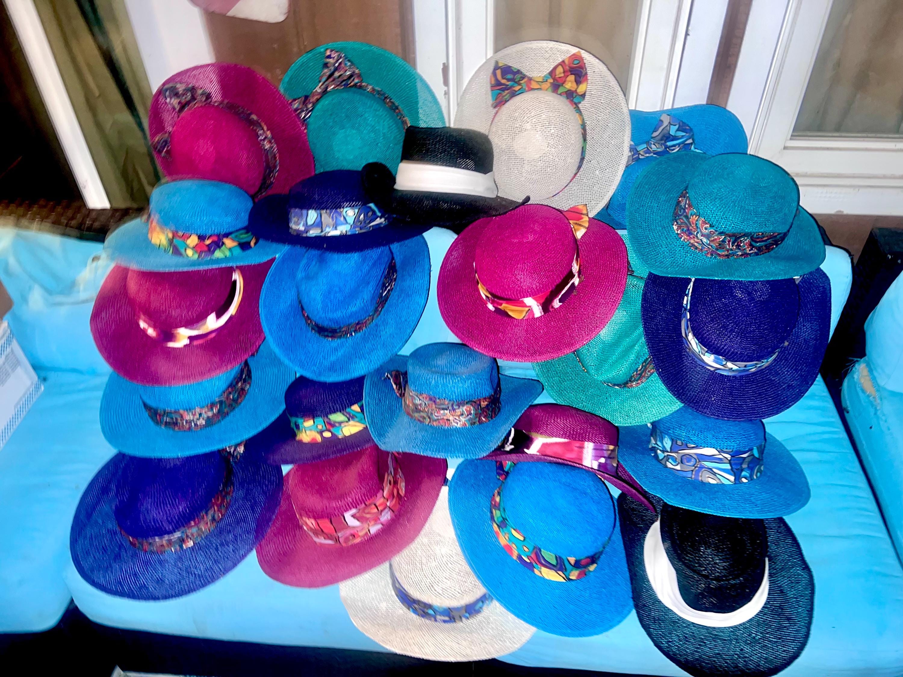 Town Talk Black Derby Hat w/ Oversized Bow Exclusive Blue Packable Wide Bow Sunhat | Toucan Hats main image 4