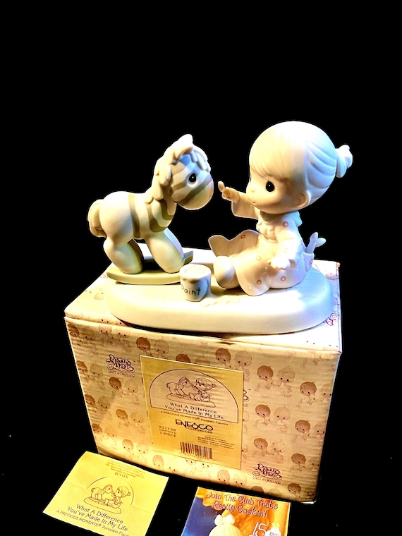 Precious Moments Figurine: Girl Painting Zebra Rocking Horse, 1996