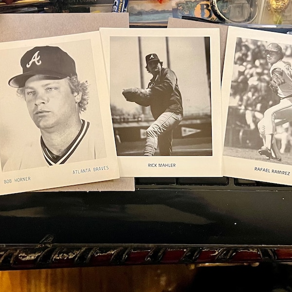 Atlanta Braves 1980’s MLB Team Issue photos: Rick Mahler, Rafael Ramariz, Bruce Sutter, Terry Harper and Bob Horner