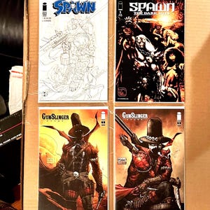 Spawn Comic Book Lot w/Rare Spawn #270 sketch Variant, Spawn: The Dark Ages #5 June 1999, Gunslinger Spawn #1 & Gunslinger 1B  (McFarlane)
