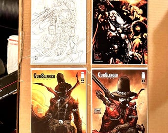 Spawn Comic Book Lot w/Rare Spawn #270 sketch Variant, Spawn: The Dark Ages #5 June 1999, Gunslinger Spawn #1 & Gunslinger 1B  (McFarlane)