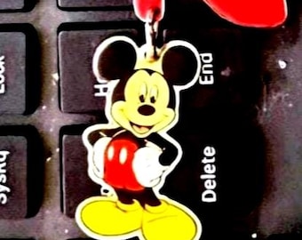 Vintage Mickey Mouse Keychain with Hitch. Disney's Mickey Mouse Metal Key Chain Brightly Colored Traditional Mickey by Applause