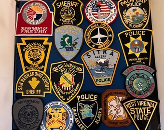 Vintage Police Patches Huge Collection in several listings Alaska, Palm Bay Police, Philadelphia Airport, Saginaw Chippewa, WV State
