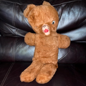 Vintage plush teddy bear rubber face - Etsy 日本