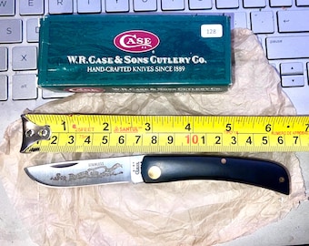 Vintage Case XX Sod Buster Jr Pocket Knife: Black Handle, Brass Liner, 2000 NIB