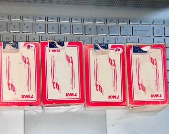 TWA Airlines Rare Vintage Playing Cards Trans World In-Fligh Cards Complete Decks of 54 w both Jokers, Crisp Cards & All Suits Ace to Duce