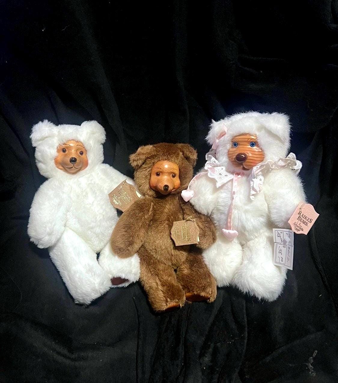 Vintage Raikes Bear Plush: Hand Carved Wood Face, NWT - Etsy