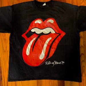 The Rolling Stones - Klassisches Schwarzes Tour-Shirt & Konzert-Karte Stub. Vintage Stones- 1989 Steel Wheels Tour. Cardinal Stadion zeigen. XL-Shirt