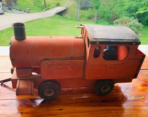 vintage metal toy train