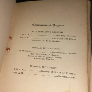 UT 1930 Commencement Program from the University of Tennessee College of Law and College of Home Economics Vintage Alumni Archive Material. image 8