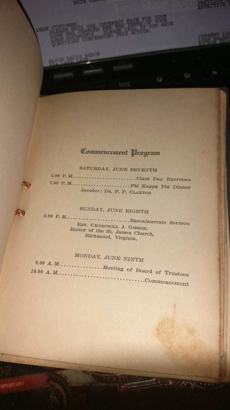 UT 1930 Commencement Program from the University of Tennessee College of Law and College of Home Economics Vintage Alumni Archive Material. image 8