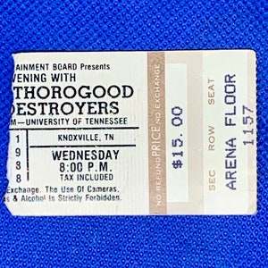 George Thorogood 1988 Konzert Ticket Stub Knoxville, Tennessee